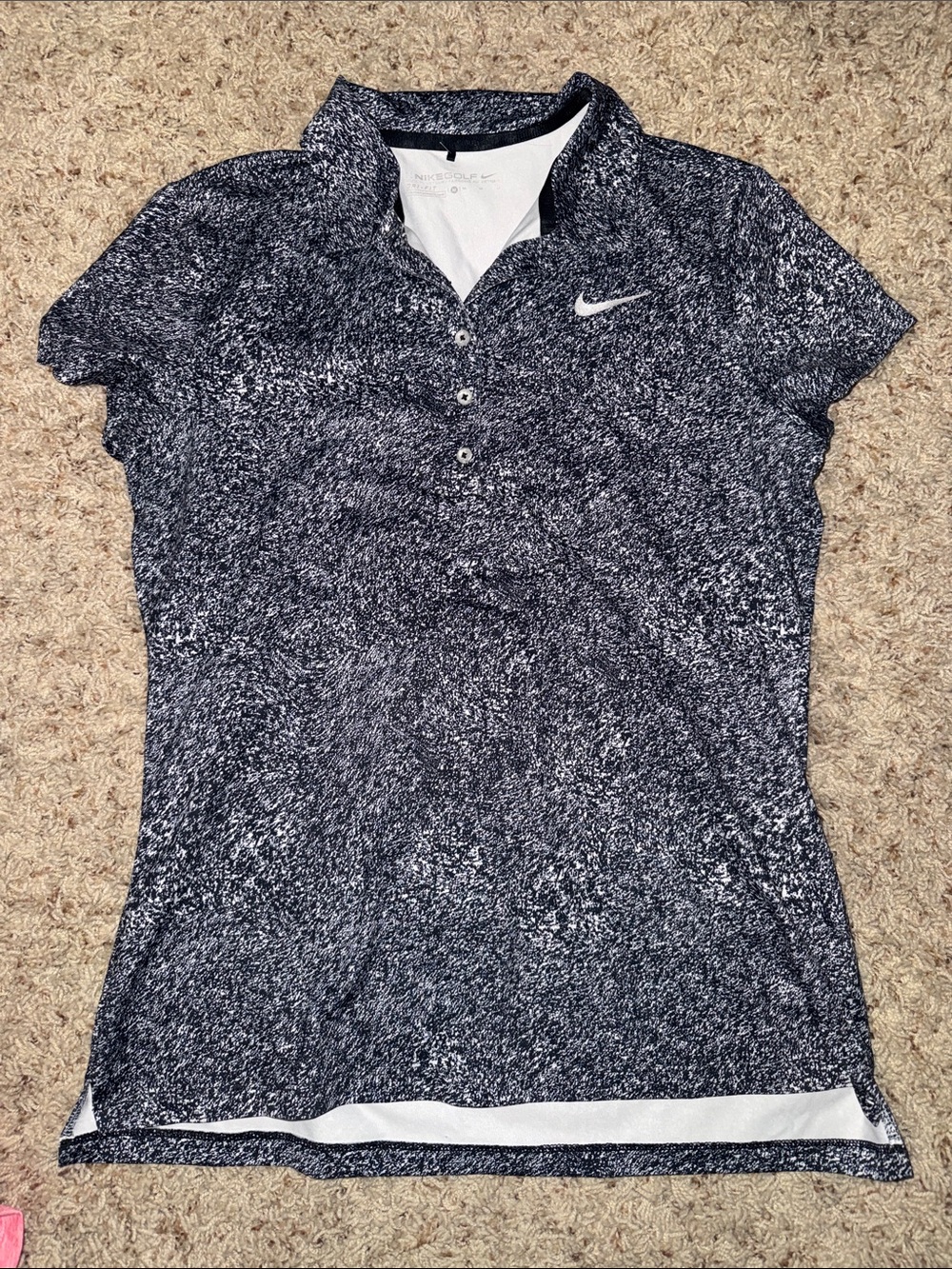 Nike women’s Black and White Space-Dye Polo